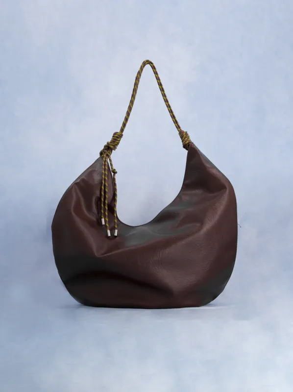 Brown faux leather hobo bag - ULK Oluv sold by Ulanka