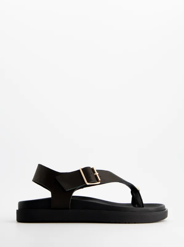 Black leather sandals - Lago sold by Ulanka