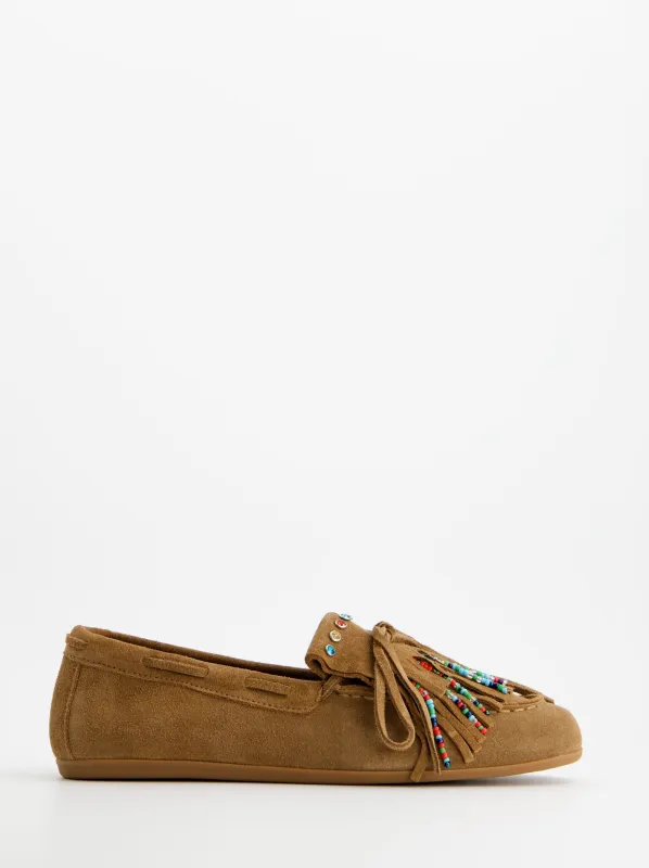 ULK Frisco Fringed Leather Boat Shoes sold by Ulanka
