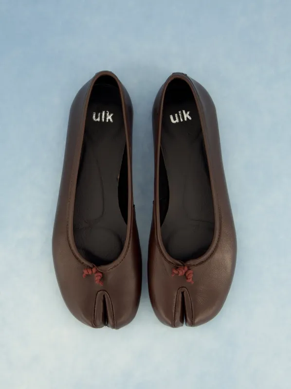 Burgundy leather tabi ballerinas - ULK Karva sold by Ulanka