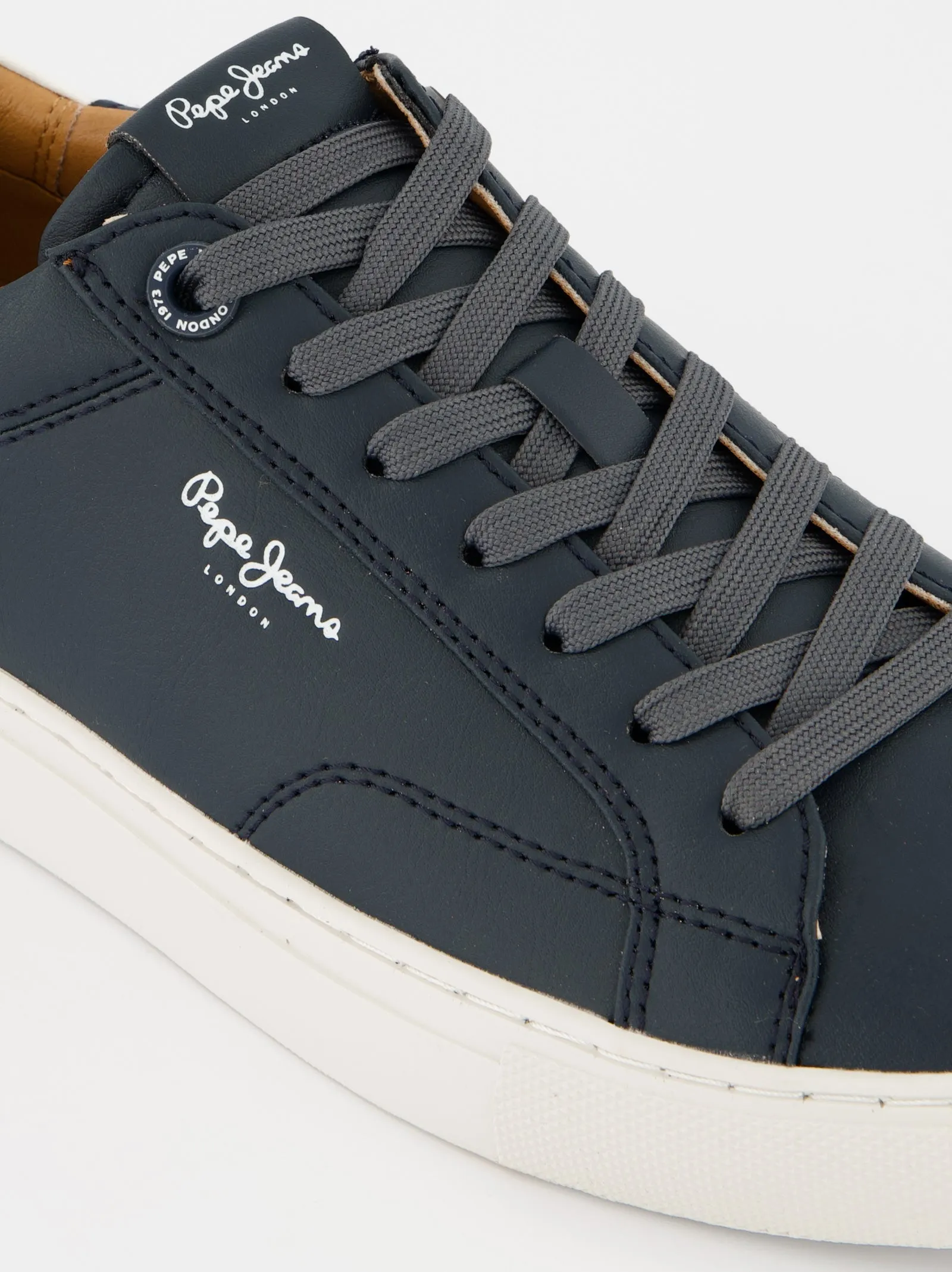 Navy blue leather sneakers by Pepe Jeans sold by Ulanka product image thumbnail 5