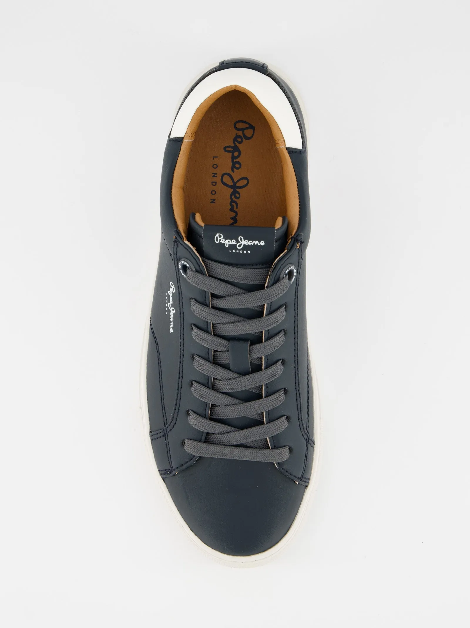 Navy blue leather sneakers by Pepe Jeans sold by Ulanka product image thumbnail 3