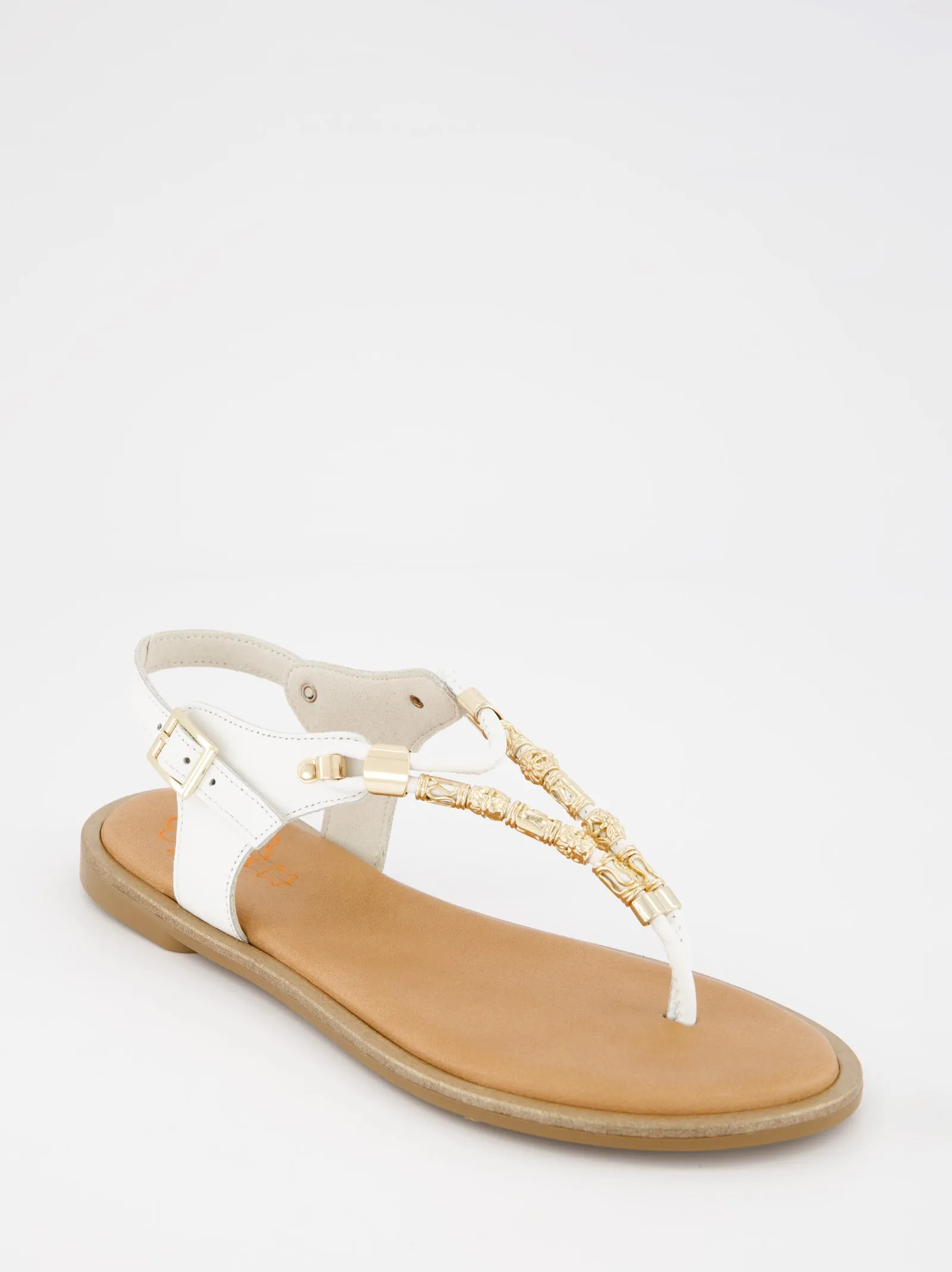 Porronet flat leather slave sandal with beads sold by Ulanka product image thumbnail 5
