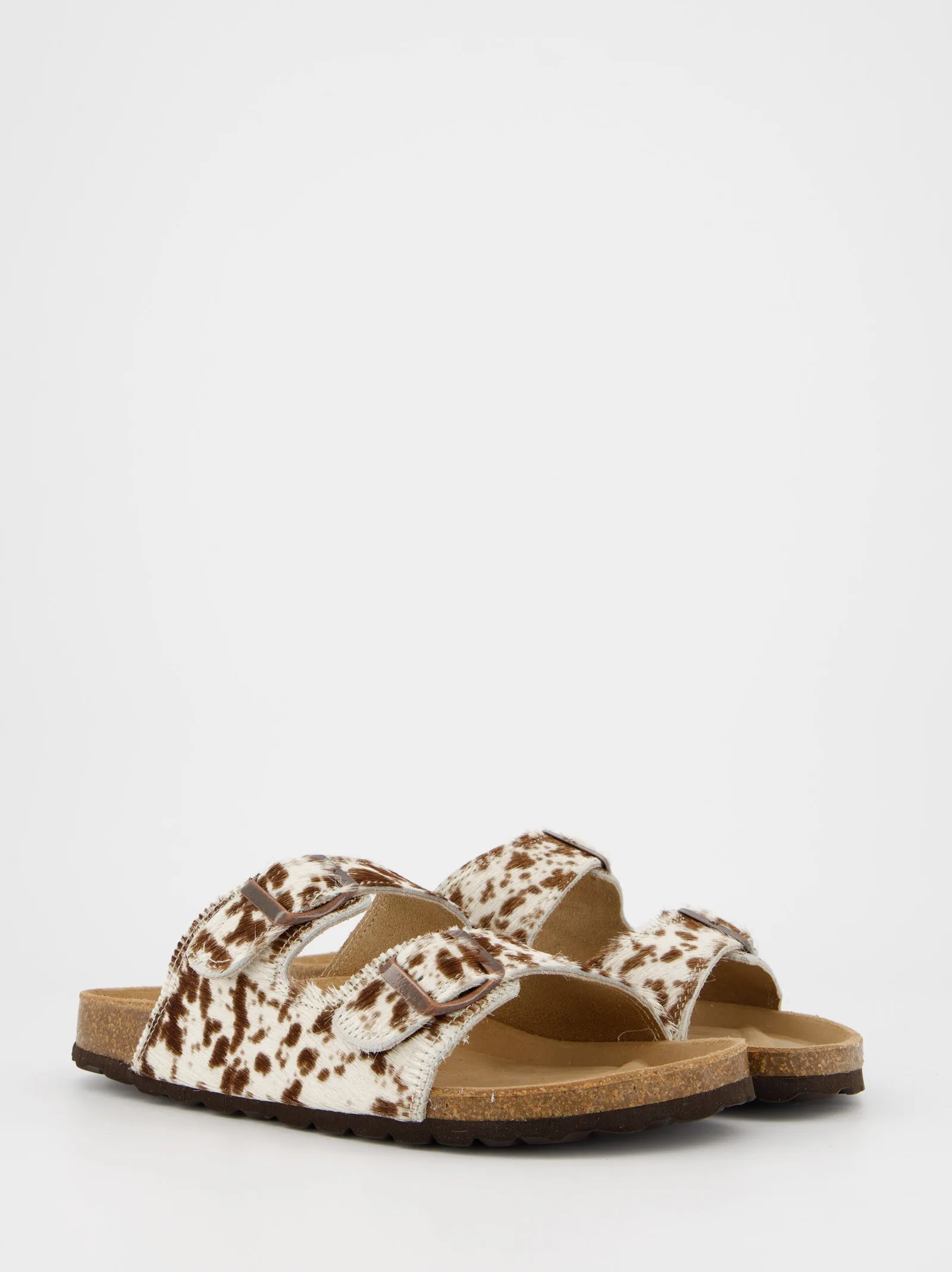 Flat fur sandals with animal print sold by Ulanka product image thumbnail 3