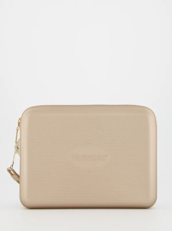 Havaianas gold rubber toiletry bag made by Havaianas