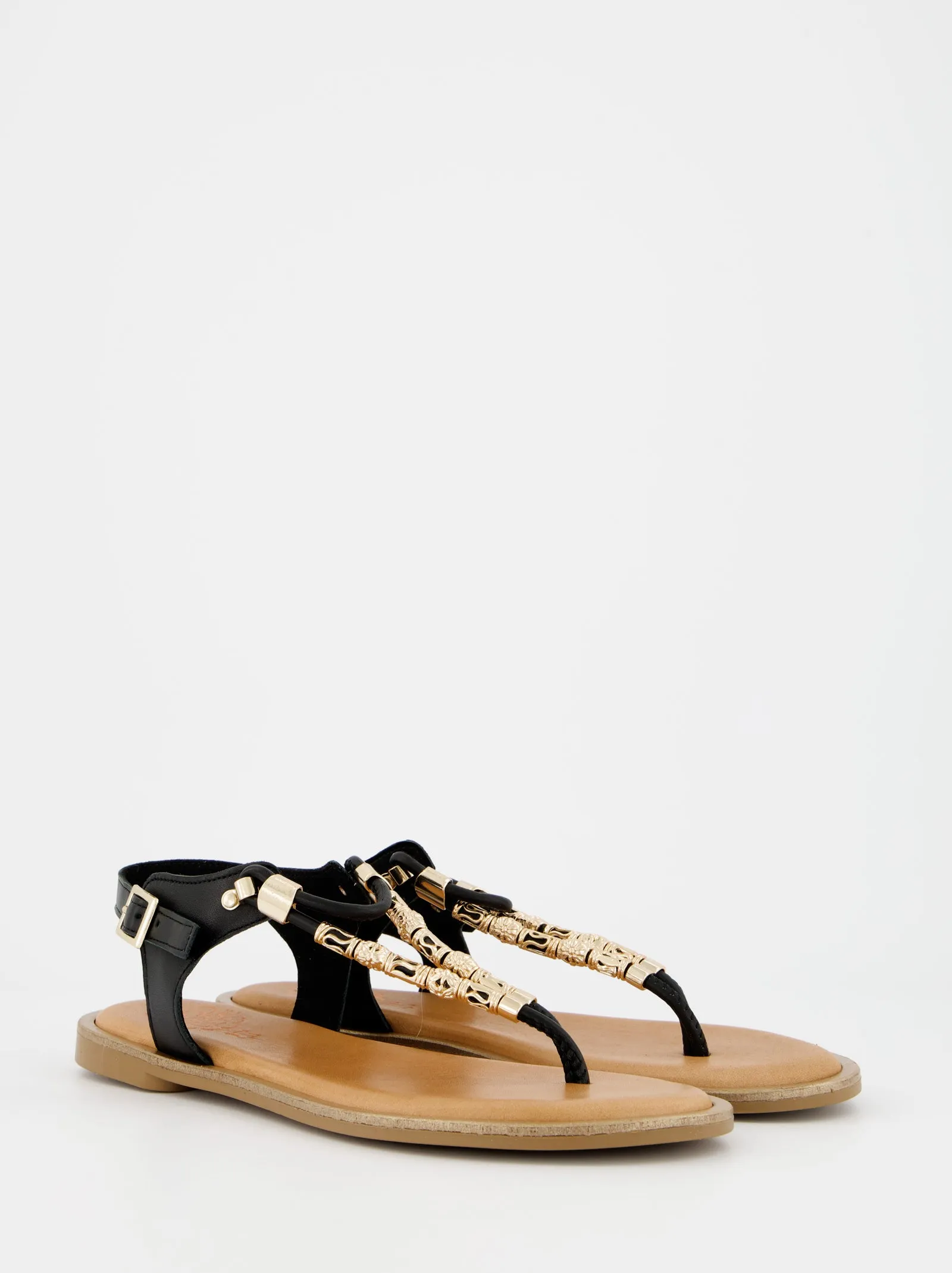 Porronet flat leather slave sandal with beads sold by Ulanka product image thumbnail 3