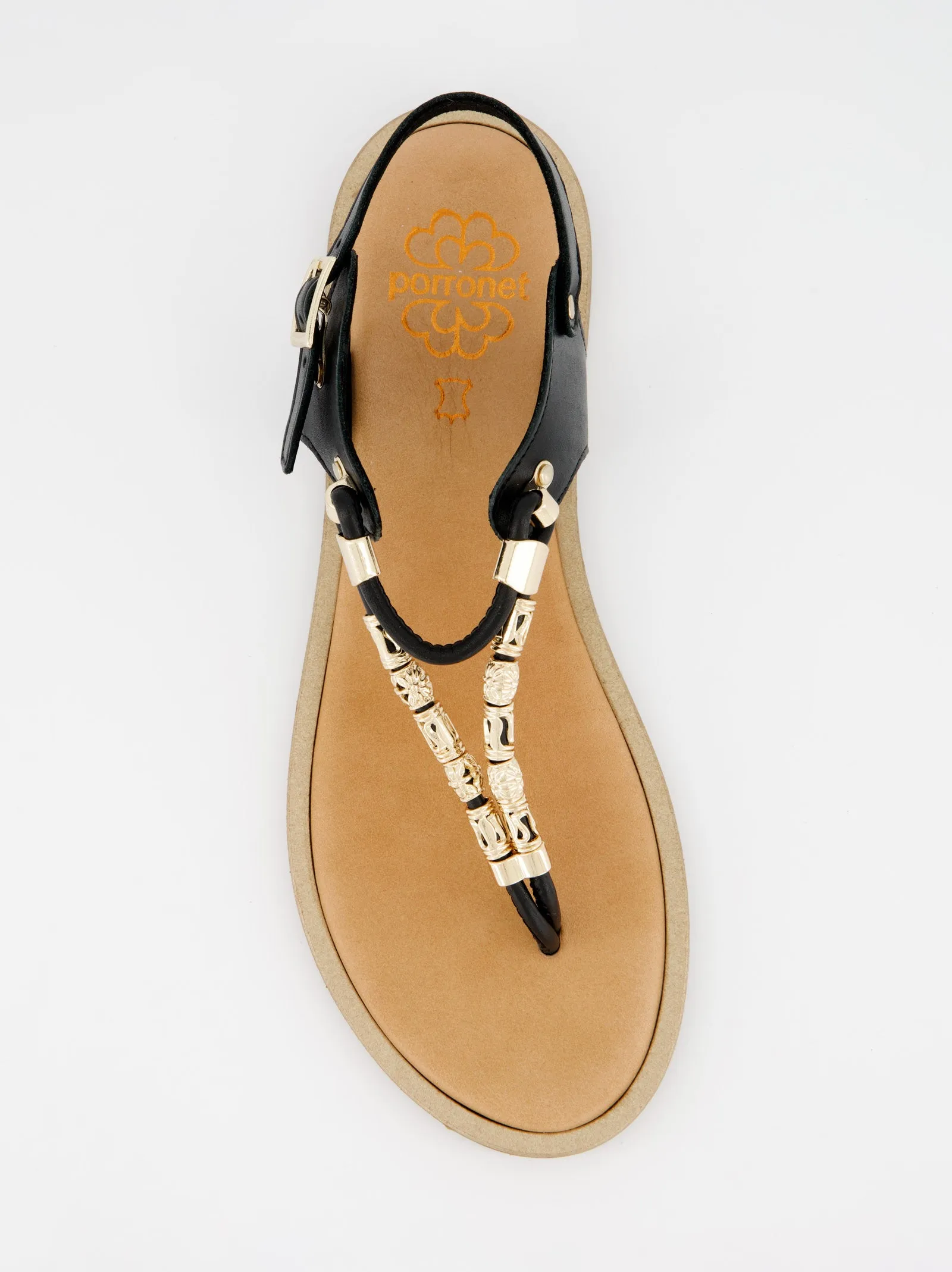 Porronet flat leather slave sandal with beads sold by Ulanka product image thumbnail 2