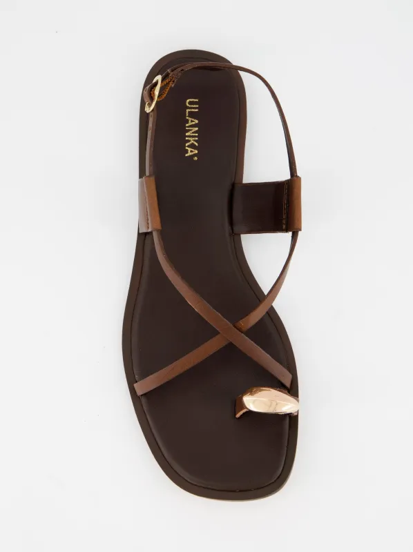 Flat leather sandals - Ossy sold by Ulanka