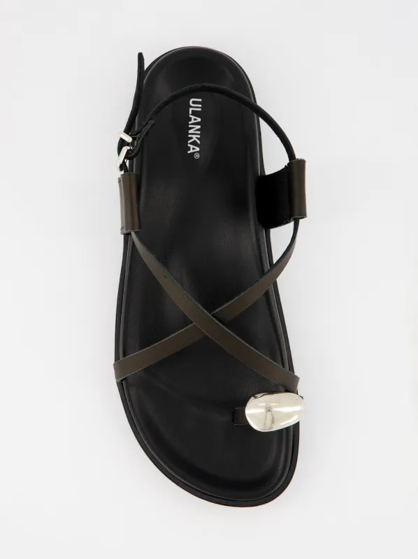 Ulanka Anibal flat leather sandals sold by Ulanka