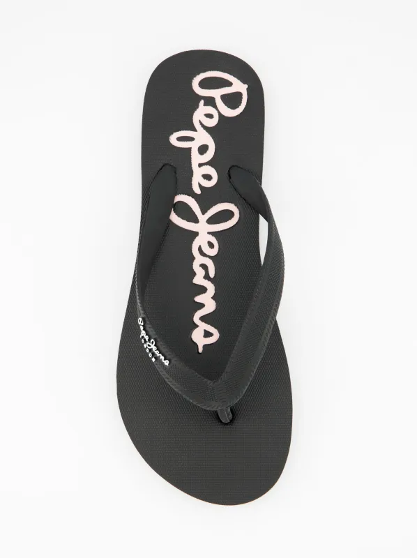 Pepe Jeans Bay Beach black rubber flip-flops sold by Ulanka