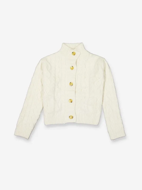 High-neck knit cardigan - Greta made by Ulanka
