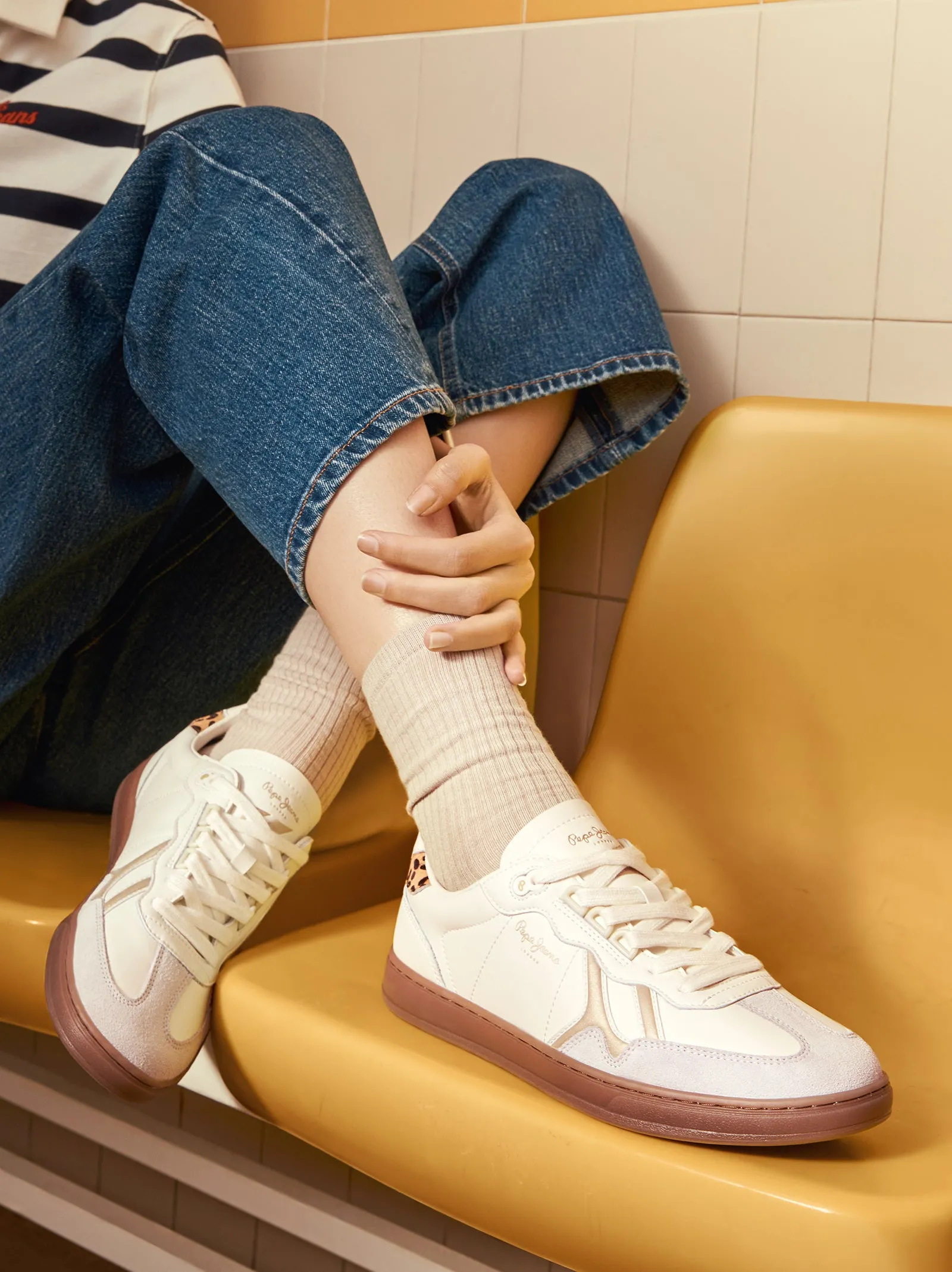 Pepe Jeans leather sneakers with animal print detail sold by Ulanka product image thumbnail 2