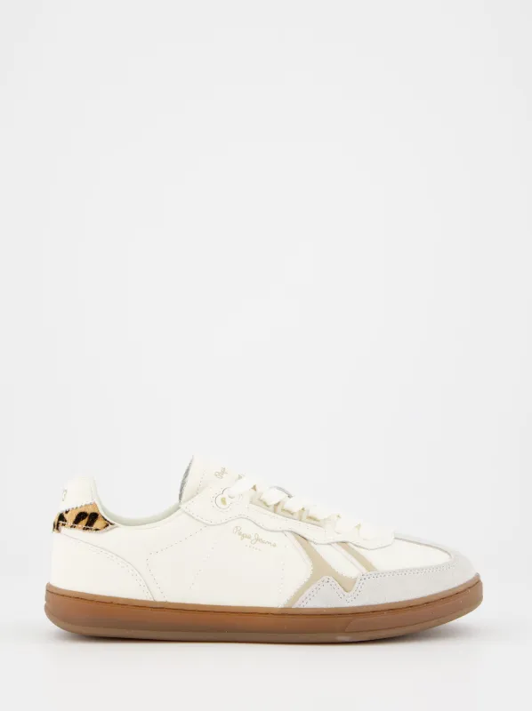 Pepe Jeans leather sneakers with animal print detail sold by Ulanka