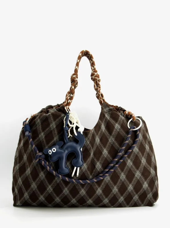 Plaid tote bag with charms - ULK Rever sold by Ulanka