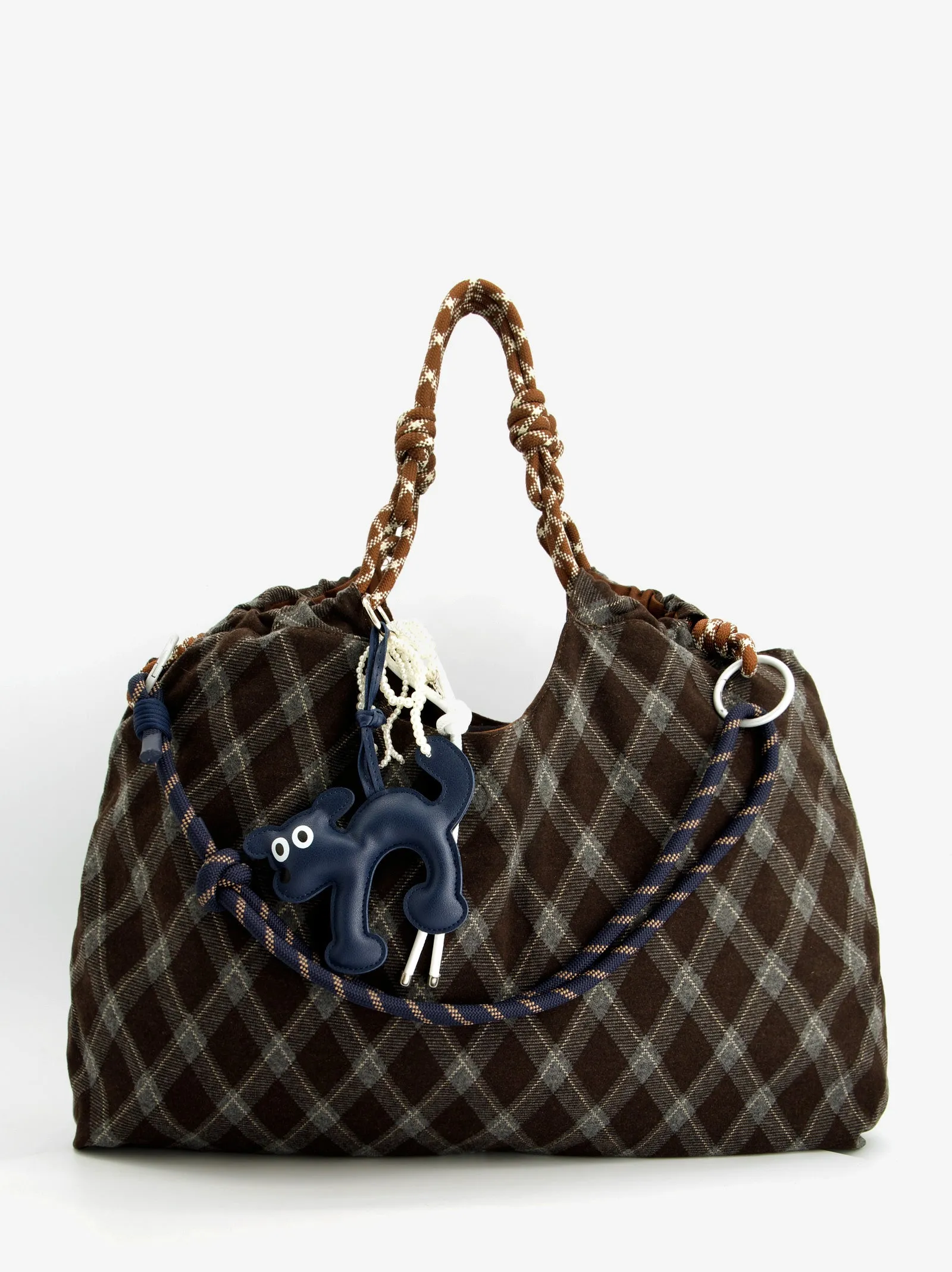 Plaid tote bag with charms - ULK Rever sold by Ulanka