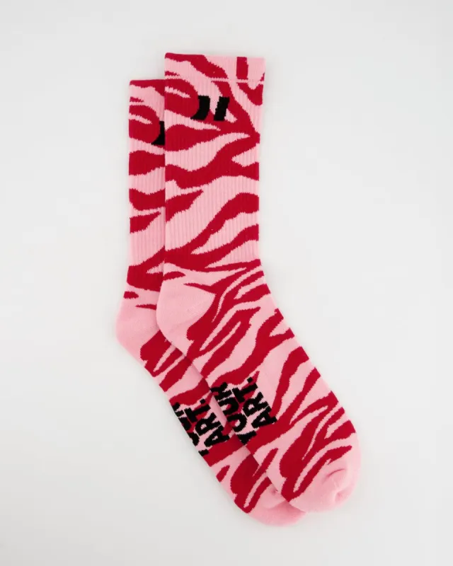 Coolway Zebra Red Socks - Calcetines de caña media animal print made by Coolway