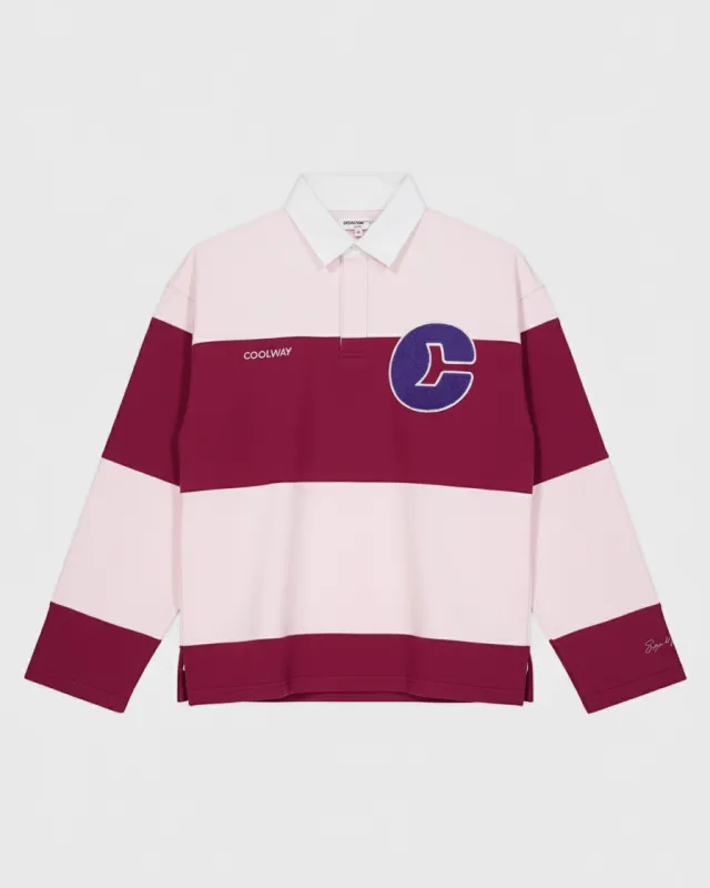 Coolway Field Strawberry Polo - Striped Long Sleeve T-Shirt made by Coolway