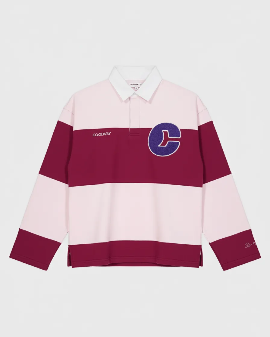 Coolway Field Strawberry Polo - Striped Long Sleeve T-Shirt sold by Ulanka