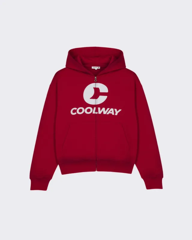Coolway Break Wine Zipper Hoodie - Zippered hoodie made by Coolway