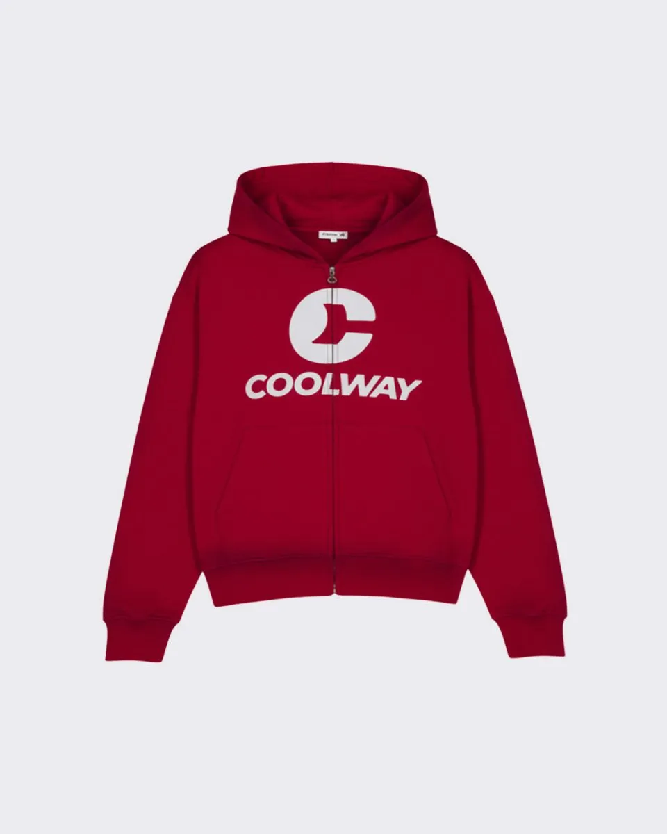 Coolway Break Wine Zipper Hoodie - Zippered hoodie sold by Ulanka