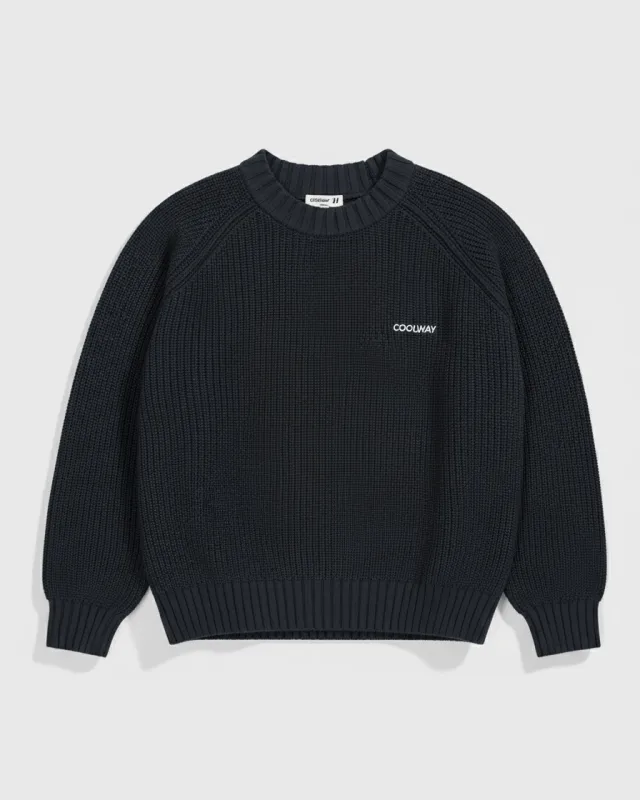 Coolway Black Knit Sweater - Long-sleeved knit sweater made by Coolway