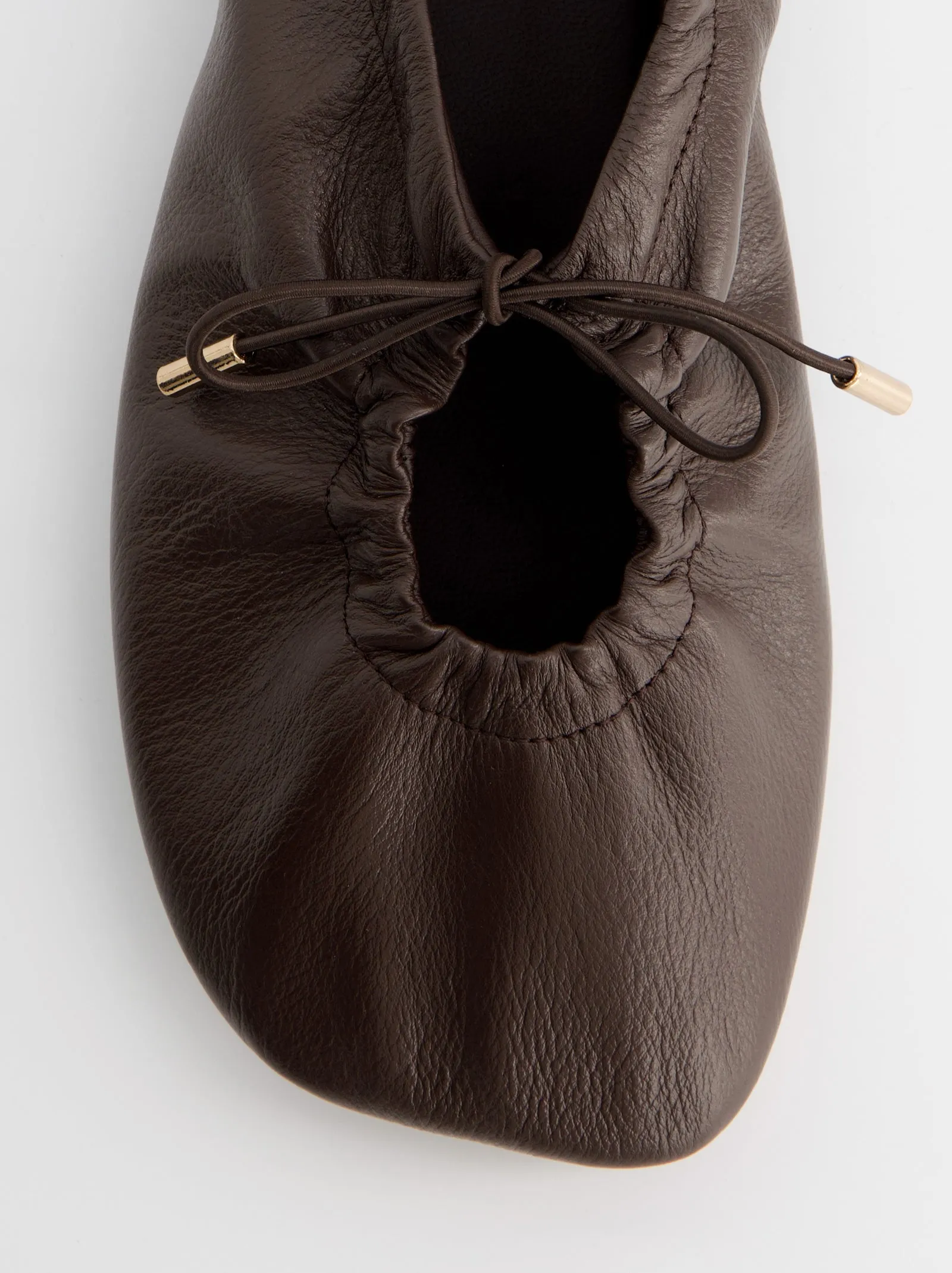 Adjustable ruched leather ballet flats - Kick sold by Ulanka product image thumbnail 4