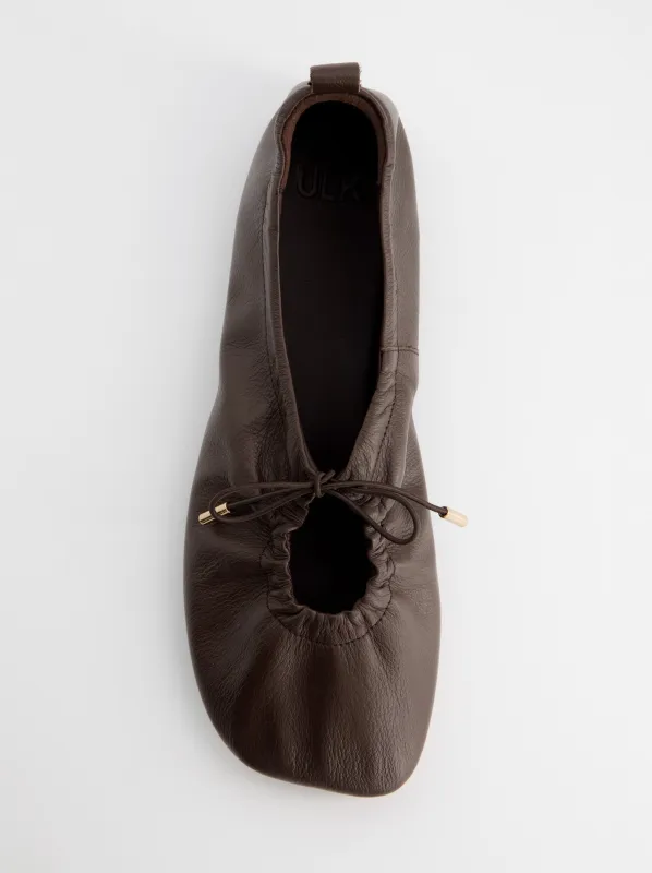 Adjustable ruched leather ballet flats - Kick made by Ulanka