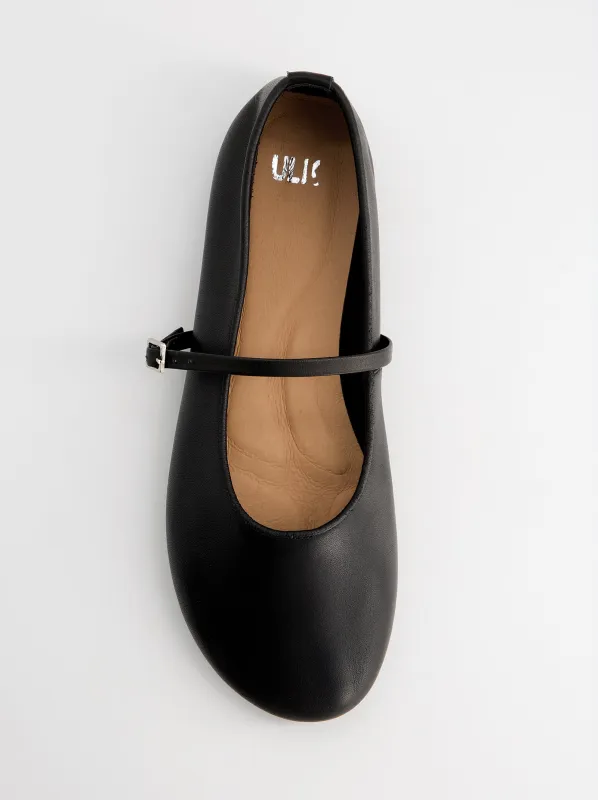 Black leather Mary Jane ballet flats - Linke made by Ulanka