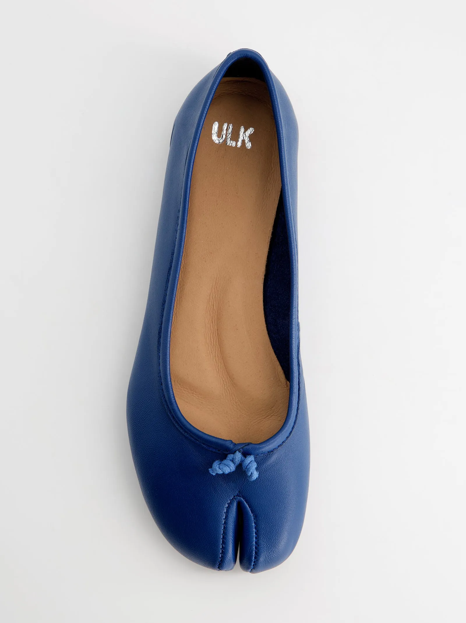 Blue leather tabi ballet flats - Karva sold by Ulanka