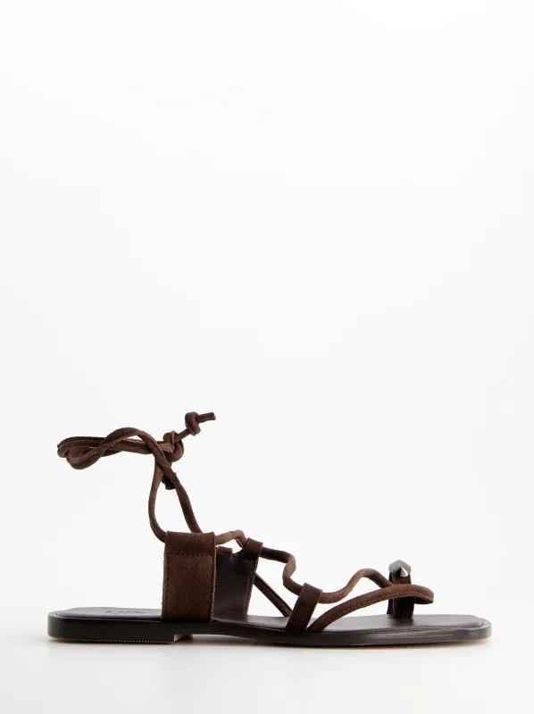 Suede strappy sandals with metal detail - Zura made by Ulanka