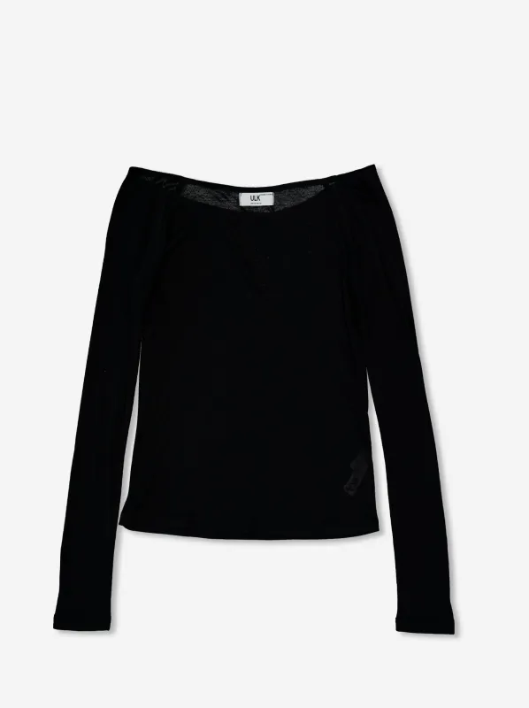 Semi-sheer boat neck t-shirt - Tana made by Ulanka