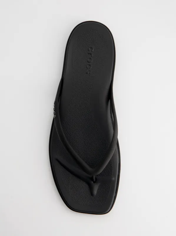 Black rubber square-toe flip flops - Crocs Miami Flip made by Crocs