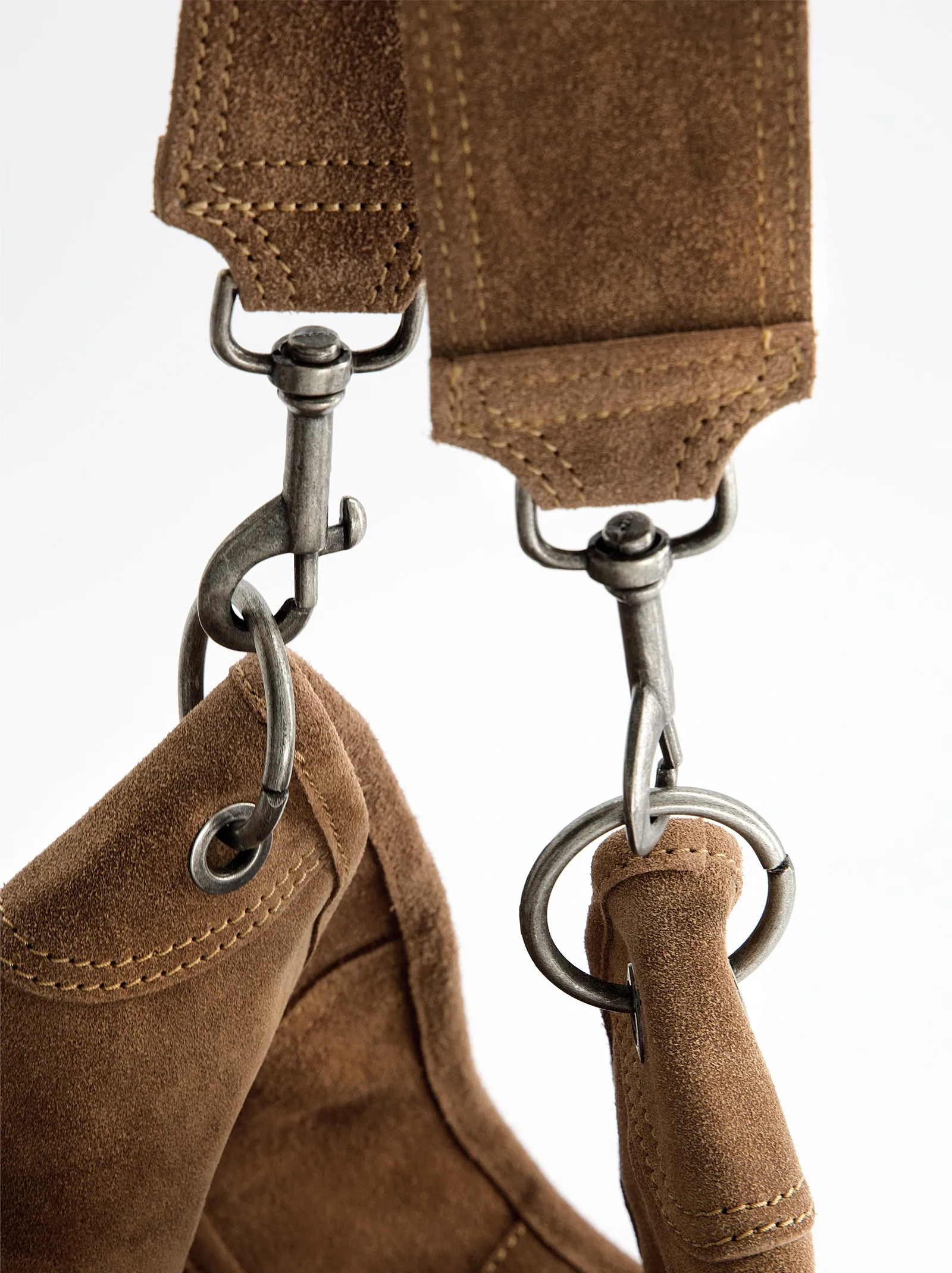 Suede hobo bag with carabiner clips - Apris sold by Ulanka product image thumbnail 4