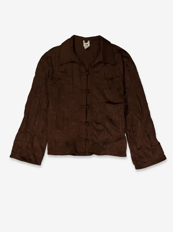 Crinkled finish shirt with Davis knot buttons made by Ulanka