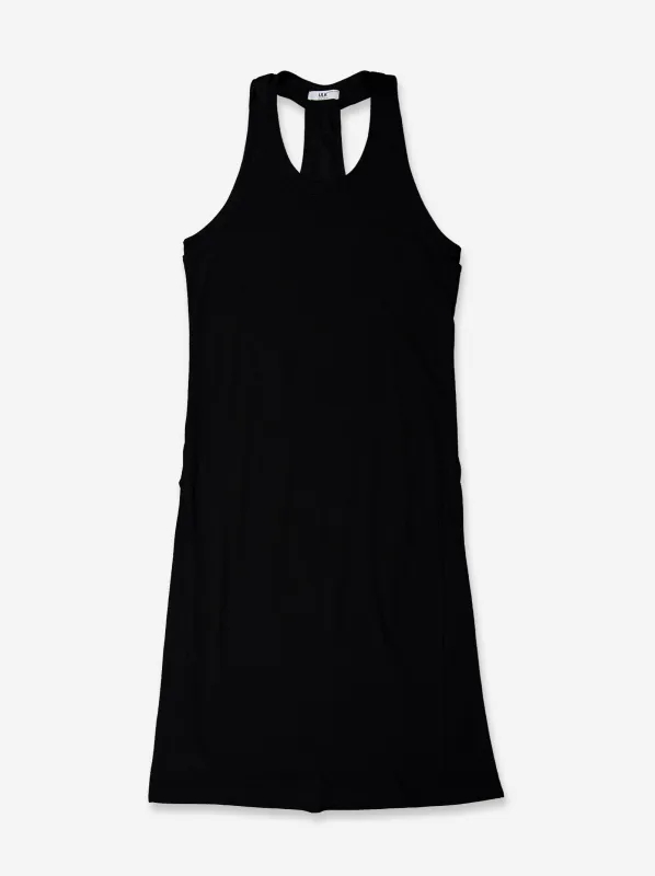 Flowy black dress with slit hem - Gib made by Ulanka