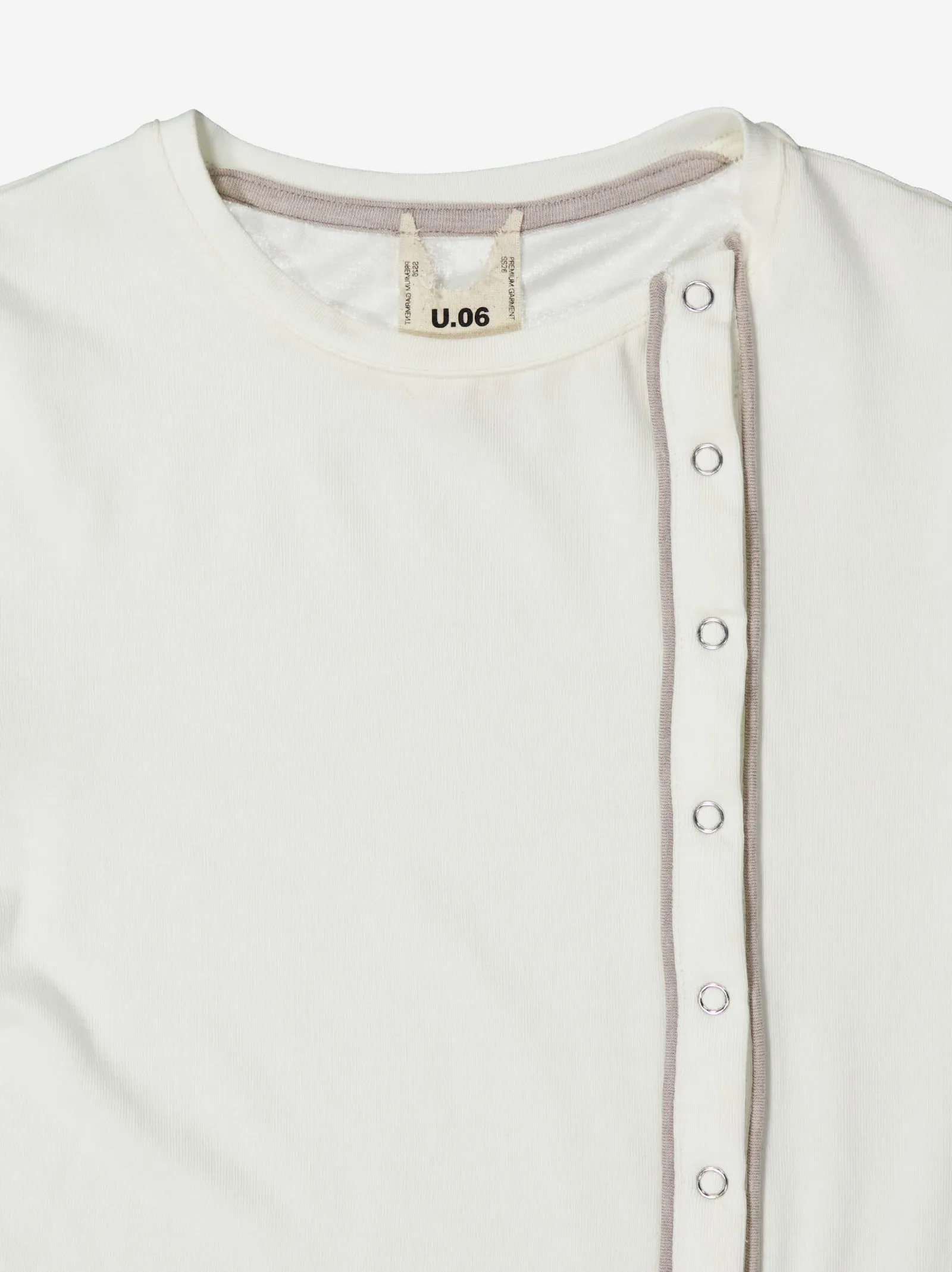 White T-shirt with front zip fastening and contrast detail - Mani sold by Ulanka product image thumbnail 3