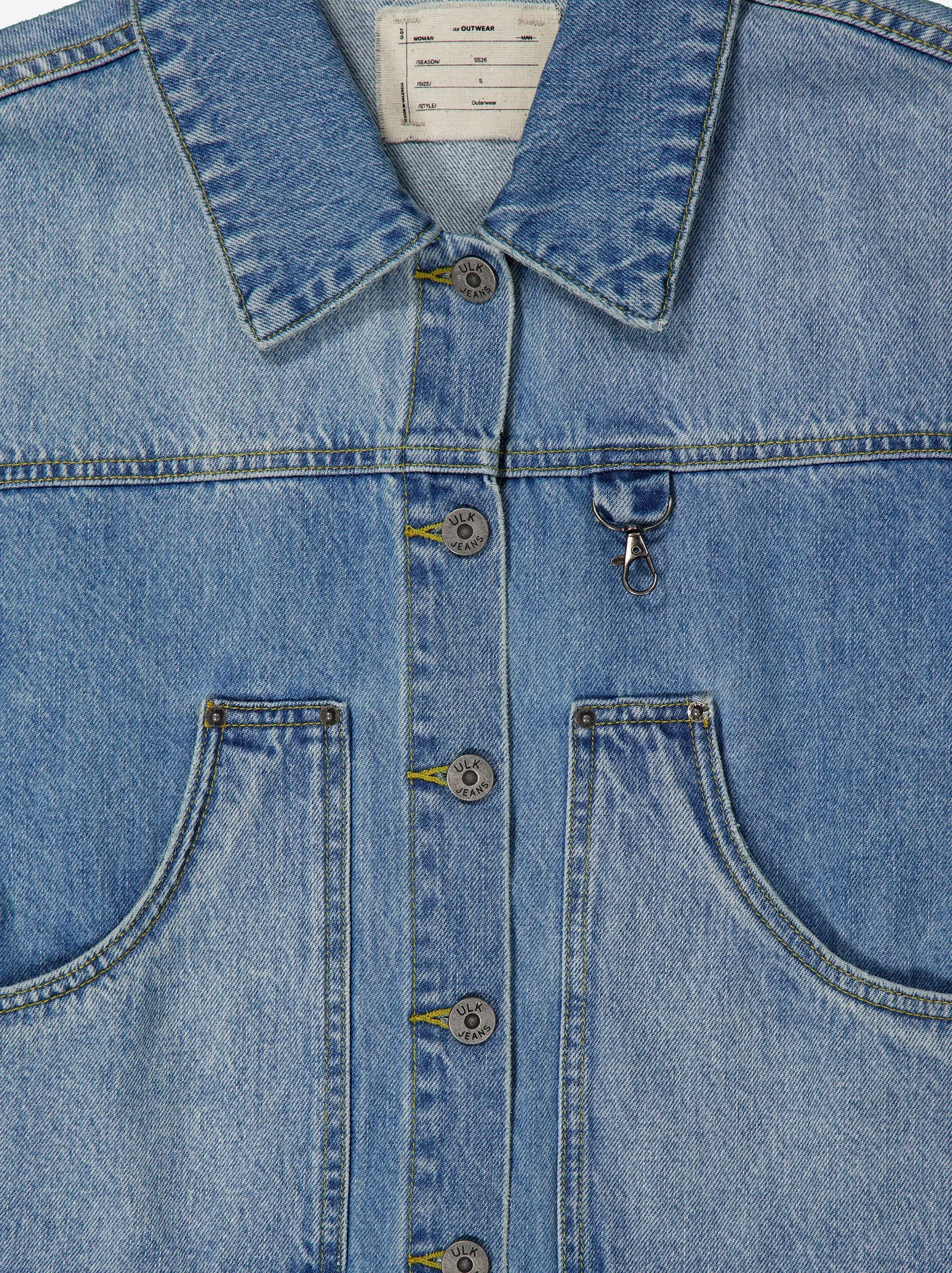 Zuri cropped denim jacket with front pockets sold by Ulanka product image thumbnail 3