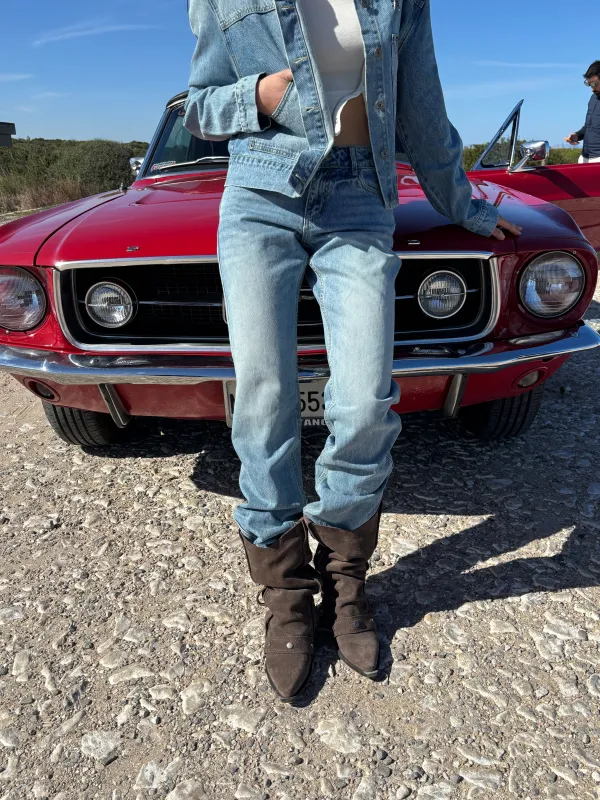 Light wash effect denim pants - Aya made by Ulanka