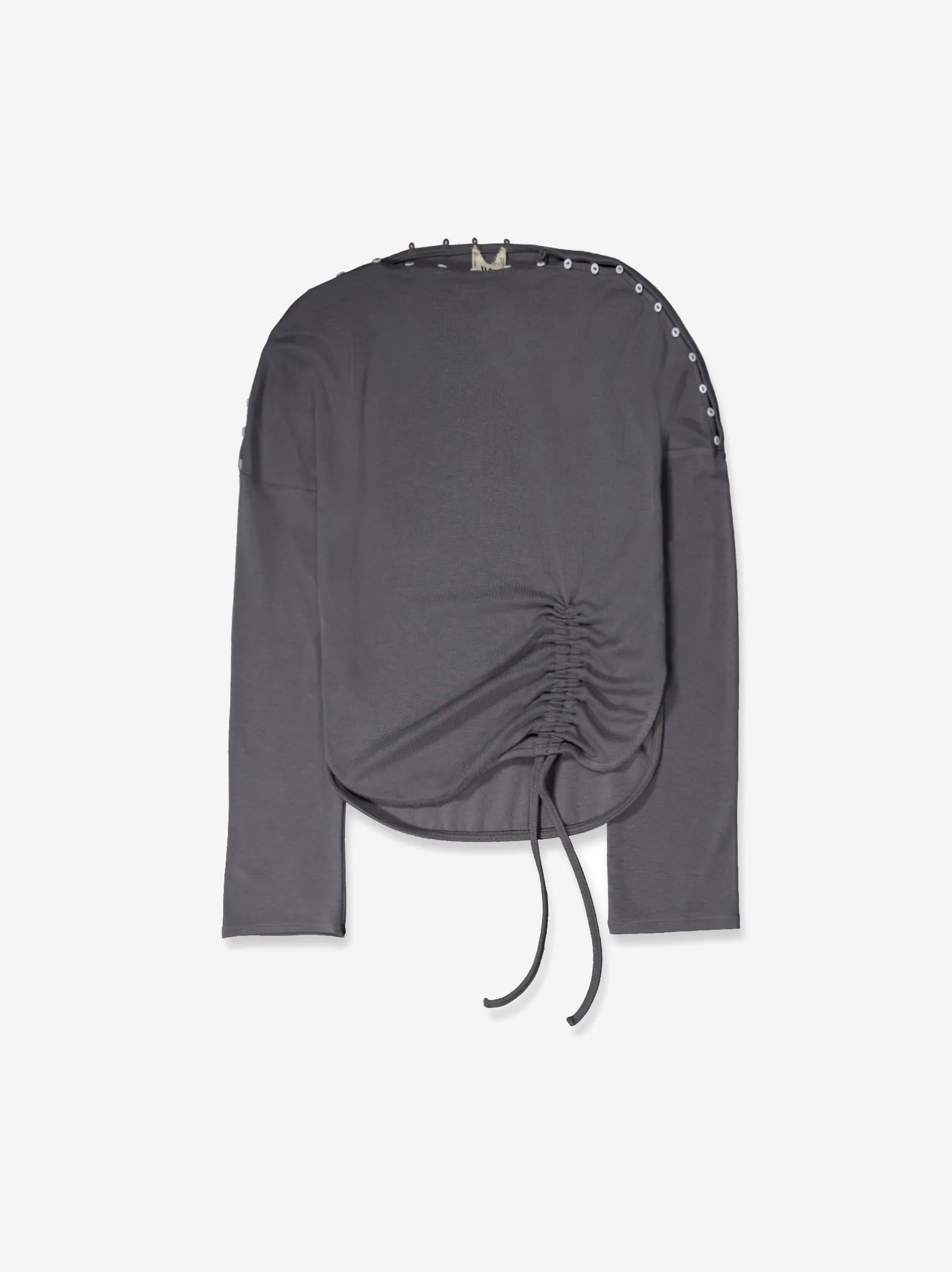 Grey long-sleeved top with side ruching - Xiquet sold by Ulanka
