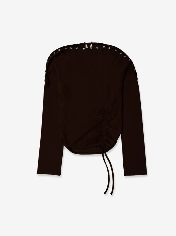 Brown Long-sleeved Top with Side Shirring - Xiquet made by Ulanka