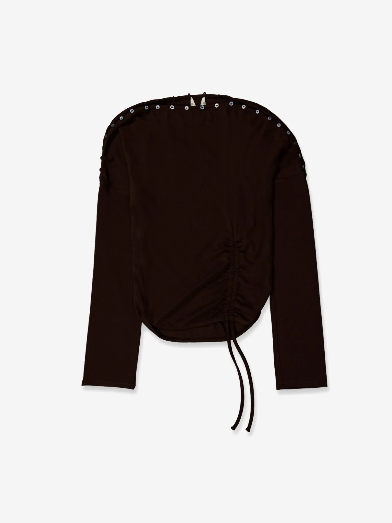 Brown Long-sleeved Top with Side Shirring - Xiquet sold by Ulanka