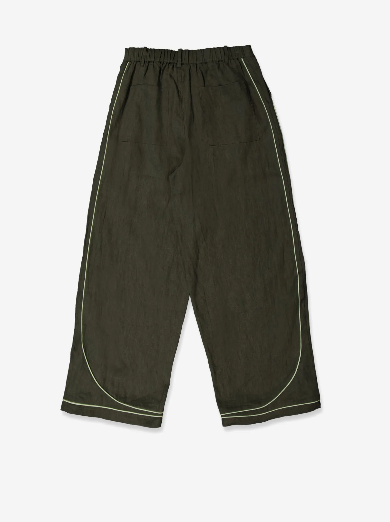 Flowy green trousers with contrast hem detail - Oven sold by Ulanka product image thumbnail 5