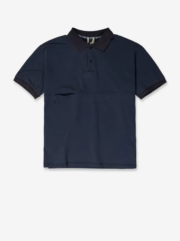 Navy blue technical polo shirt with hidden pocket - Poki made by Ulanka