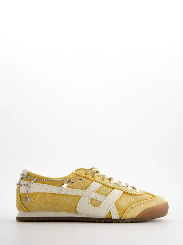 Vintage yellow suede sneakers with charms - Onix made by Ulanka