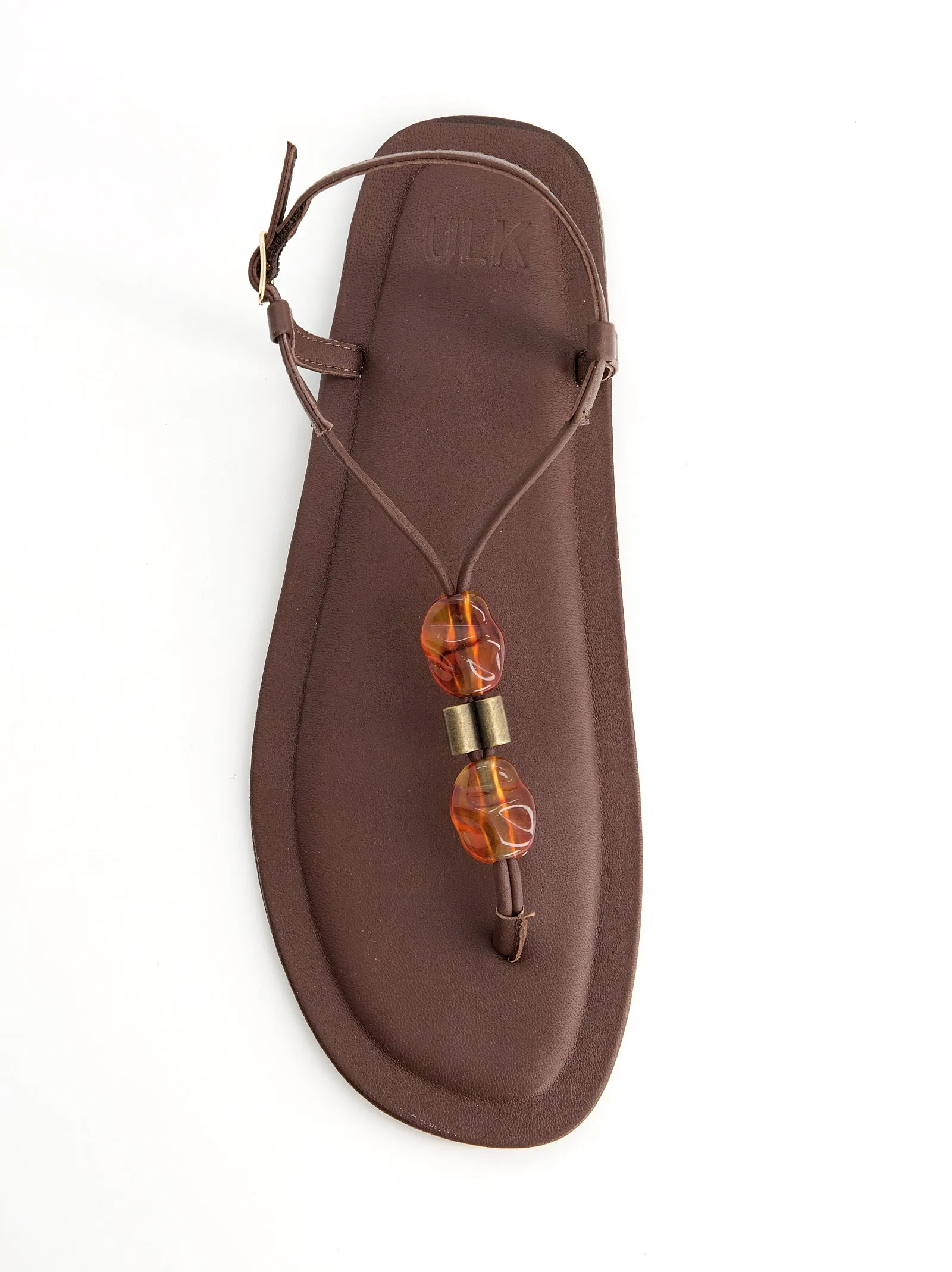 Beaded Leather Sandals - Sand sold by Ulanka