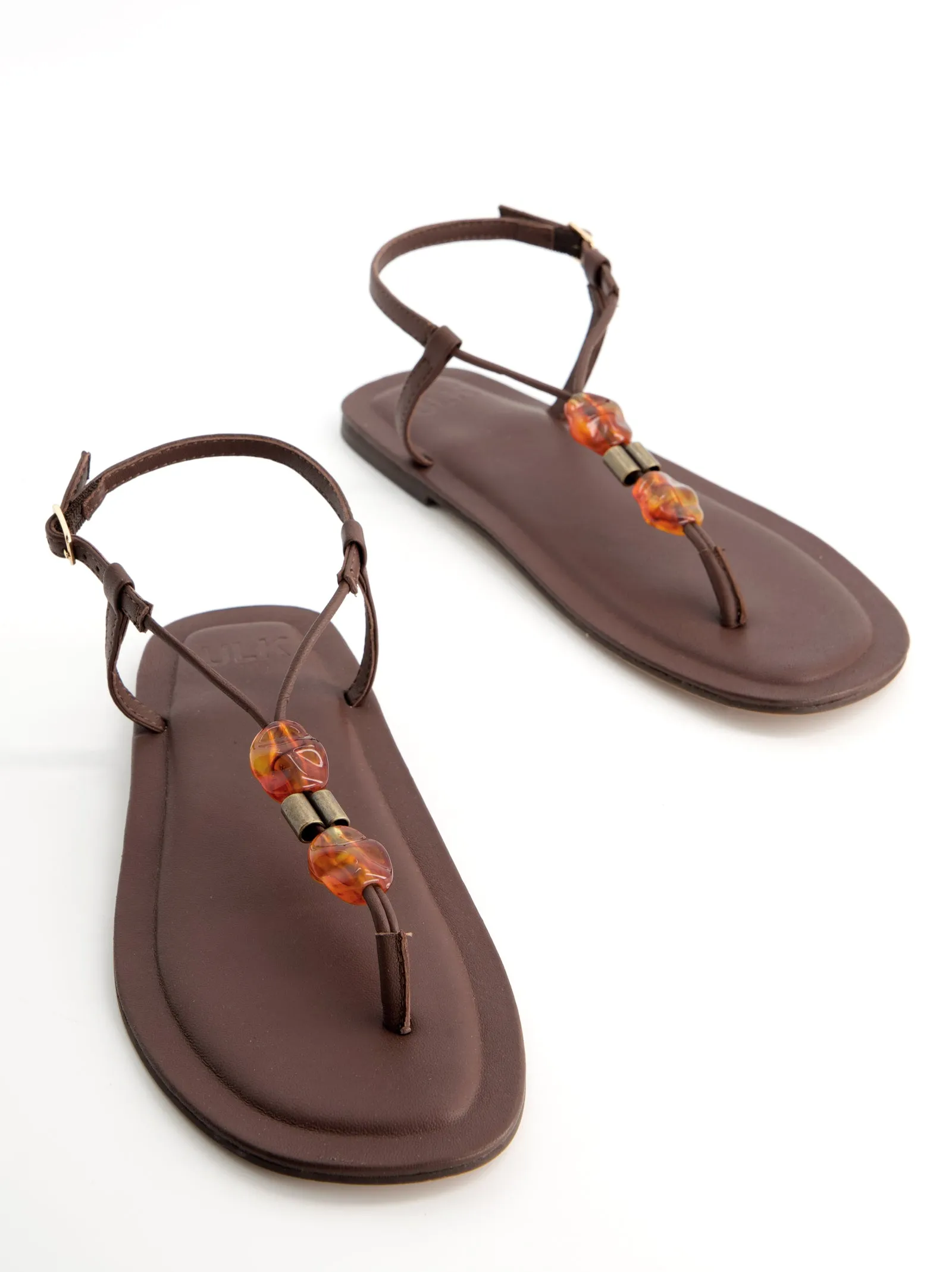 Beaded Leather Sandals - Sand sold by Ulanka product image thumbnail 2