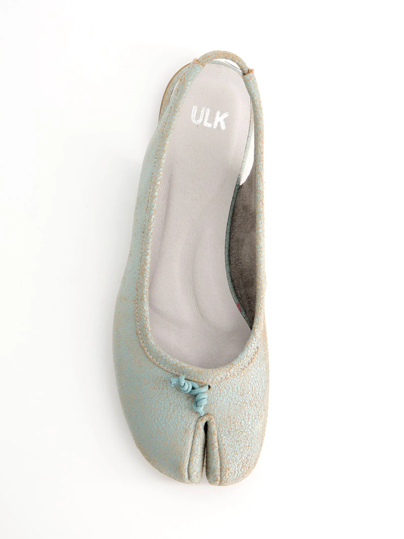 Cracked leather heeled Tabi ballet flats - Kale sold by Ulanka product image thumbnail 4