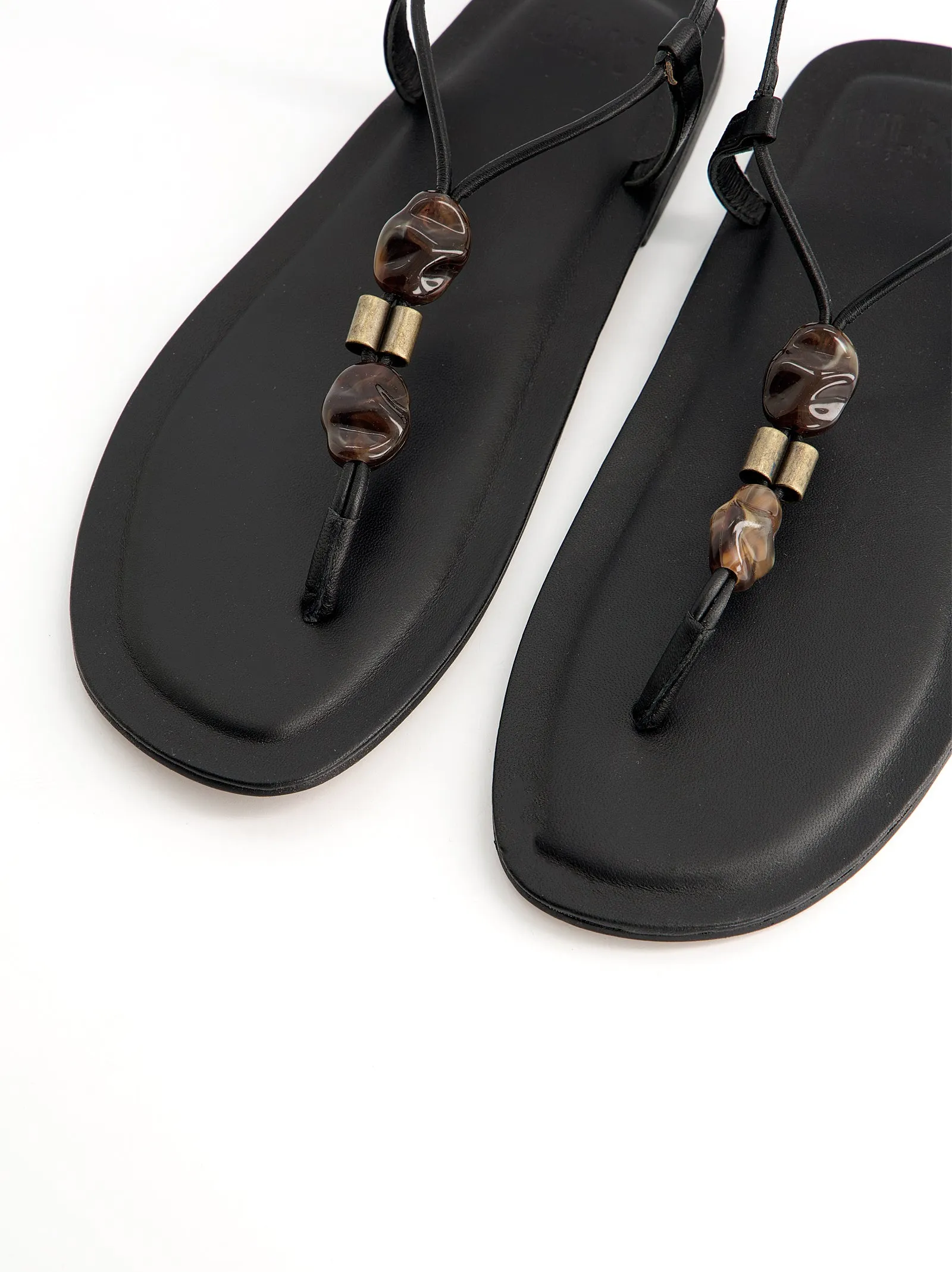 Beaded leather sandals - Sand sold by Ulanka product image thumbnail 2