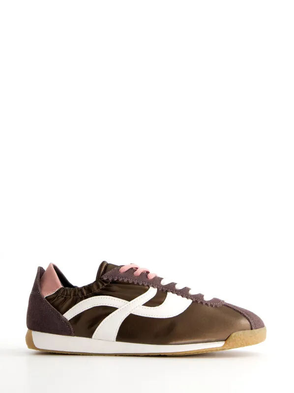 Suede and nylon trainers with gathered detail - Barten made by Ulanka
