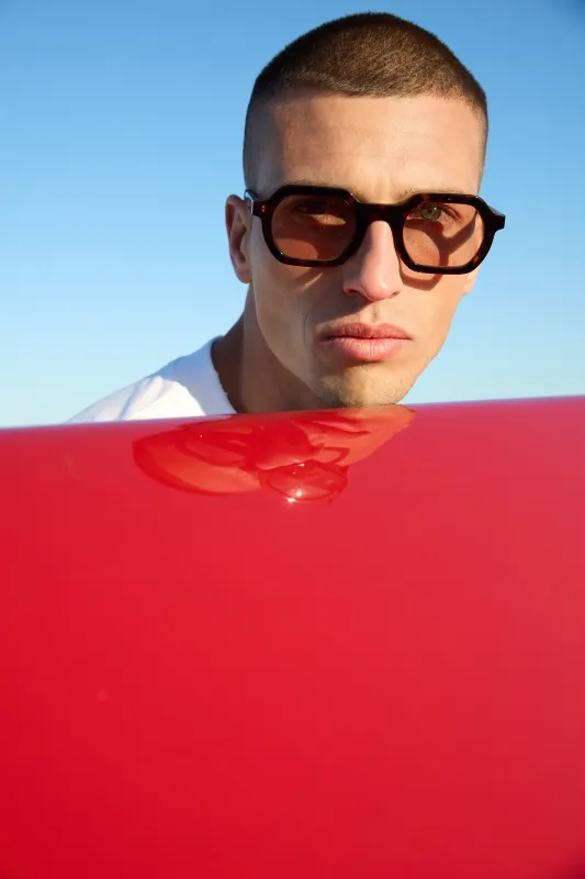 Rectangular tortoiseshell clear lens sunglasses - Soho made by Ulanka